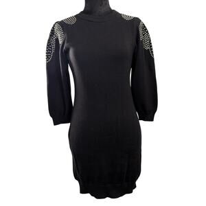 H&M Women’s 4 Black Bodycon Dress with Silver Studded Shoulders – Evening